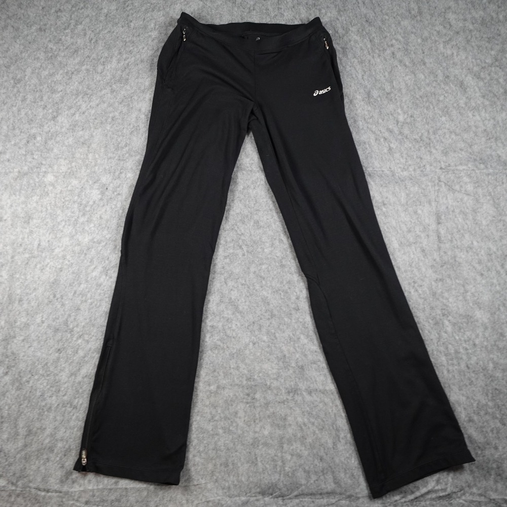 Asics‎ Pants Womens Small Black Flare Ankle Zip Pockets Activewear Yoga Active